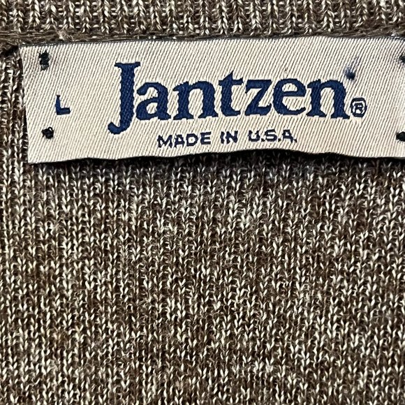 Jantzen USA Made Brown V-Neck Sweater L Long Sleeve Pullover Vintage Knit Top - Picture 5 of 9